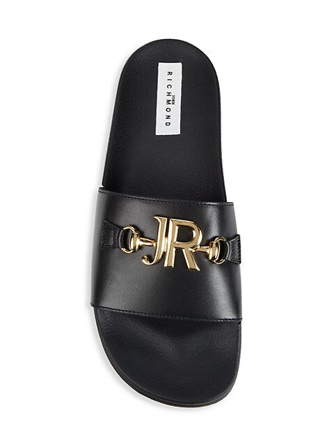 John Richmond Logo Leather Slides