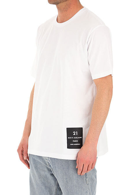KARL LAGERFELD Logo Label T-shirt In White