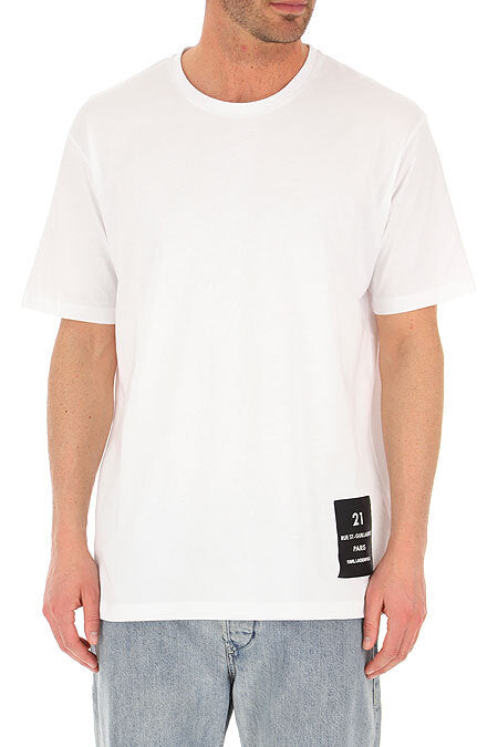 KARL LAGERFELD Logo Label T-shirt In White