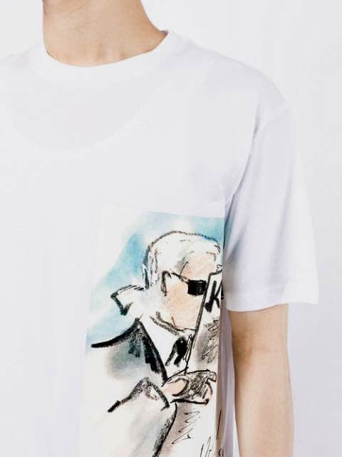 Karl Lagerfeld sketch-print cotton T-Shirt