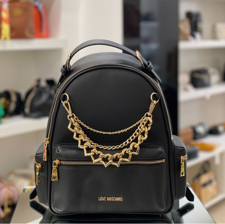 Love Moschino LOVE FAUX LEATHER BACKPACK WITH MULTIPOCKETS AND DECORAT Elementarystores