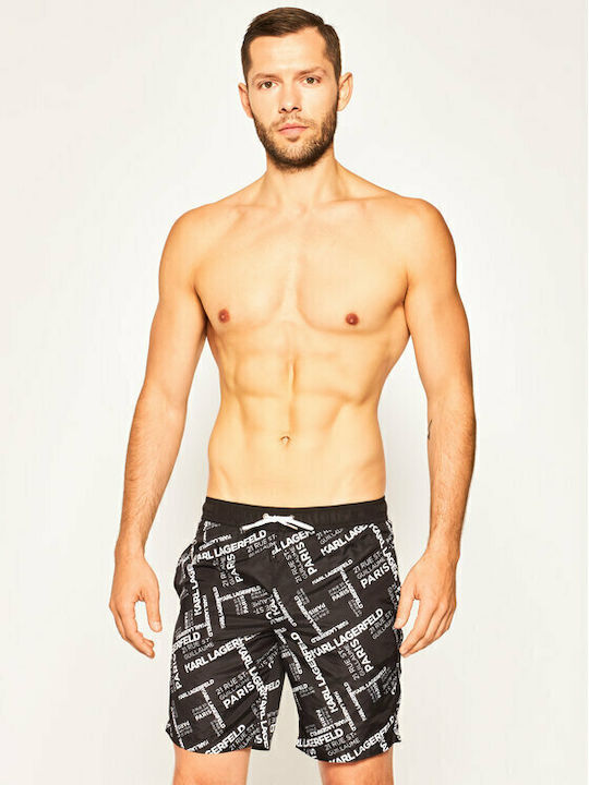 Karl LagerfeldMen's Swimwear Shorts Black with Patterns