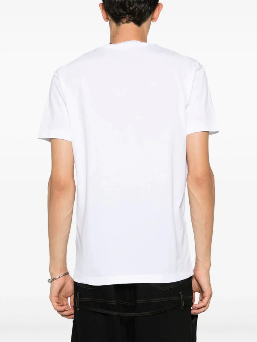 Dsquared2 Icon Blur Cool Yellow Logo Cotton T-Shirt In White