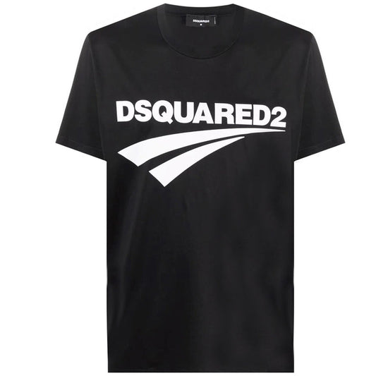 DSQUARED2 MEN'S LOGO PRINT COTTON T-SHIRT BLACK