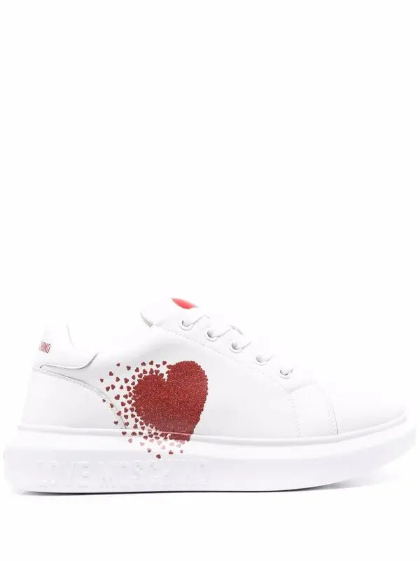 Love Moschino Heart-Patch Panelled Leather Sneakers