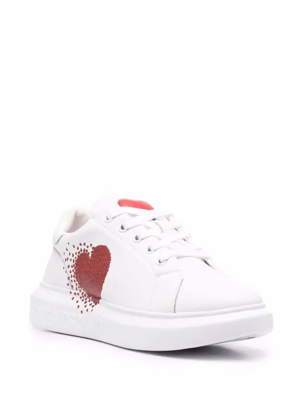 Love Moschino Heart-Patch Panelled Leather Sneakers