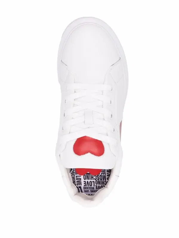 Love Moschino Heart-Patch Panelled Leather Sneakers