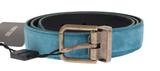 Dolce & Gabbana- Blue Leather Gold Buckle Belt