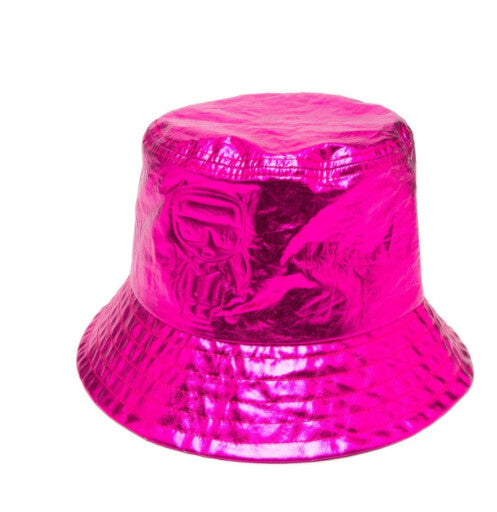 Karl Lagerfeld Metallic-Tone Bucket Hat - Pink