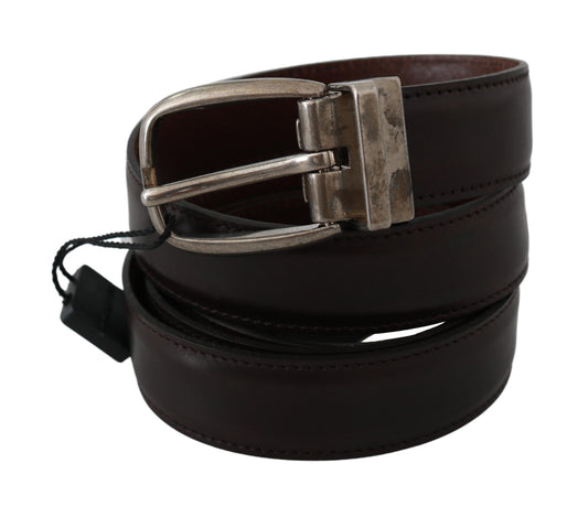 DOLCE & GABBANA  Silver Buckle Waist Men 100cm Brown Leather Belt