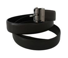 DOLCE & GABBANA Brown Silver Buckle Waist Men Leather Belt