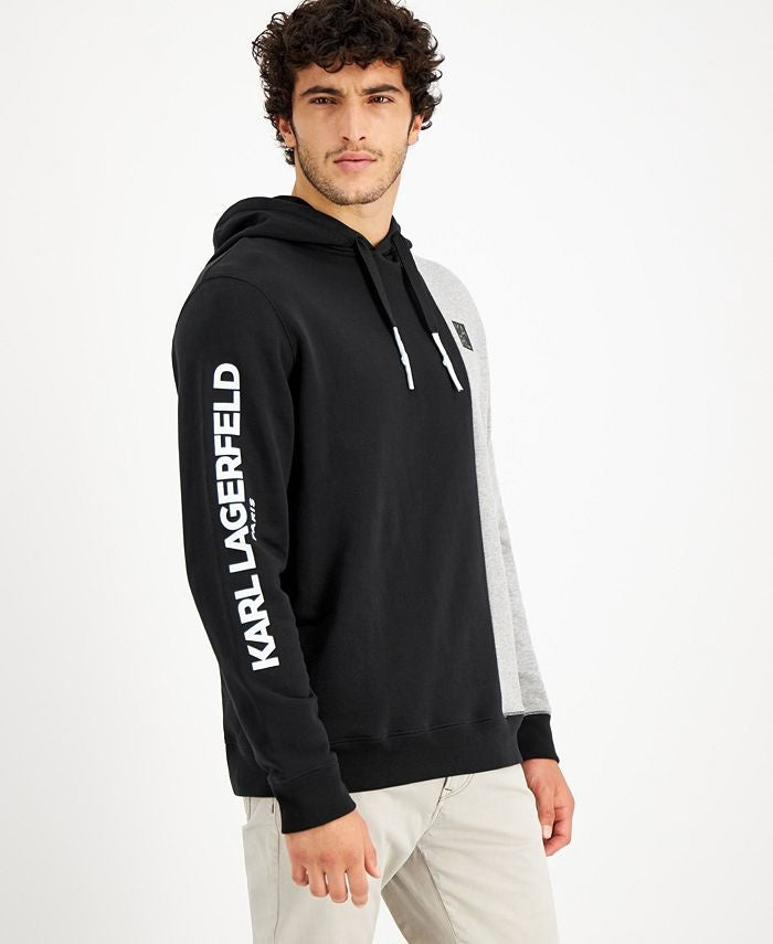 Karl Lagerfeld Paris Men's Colorblocked Hoodie with Sleeve Logo