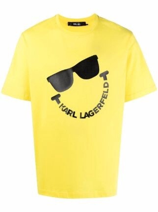 Smiley-print short-sleeved T-shirt