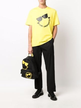 Smiley-print short-sleeved T-shirt