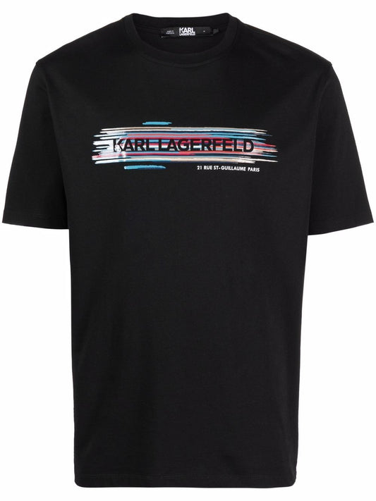 Karl Lagerfeld logo-Mixed print cotton T-shirt