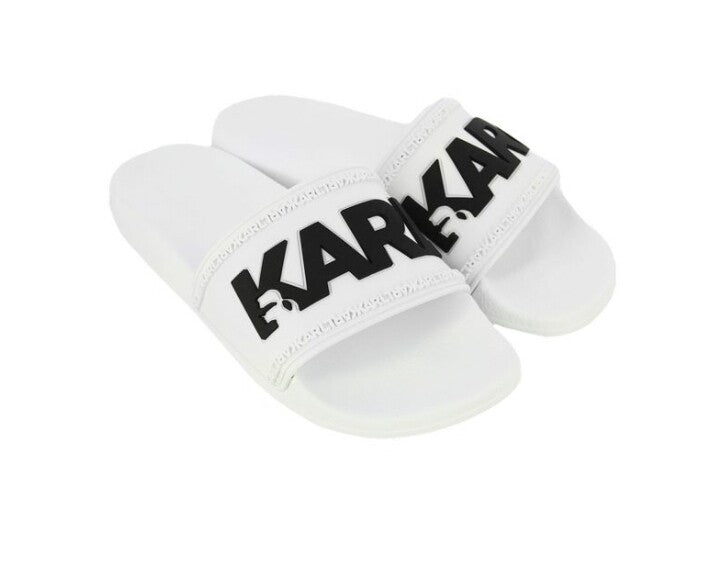 White Karl Lagerfeld Slide Sandals Karl Lagerfeld White And Gold Size