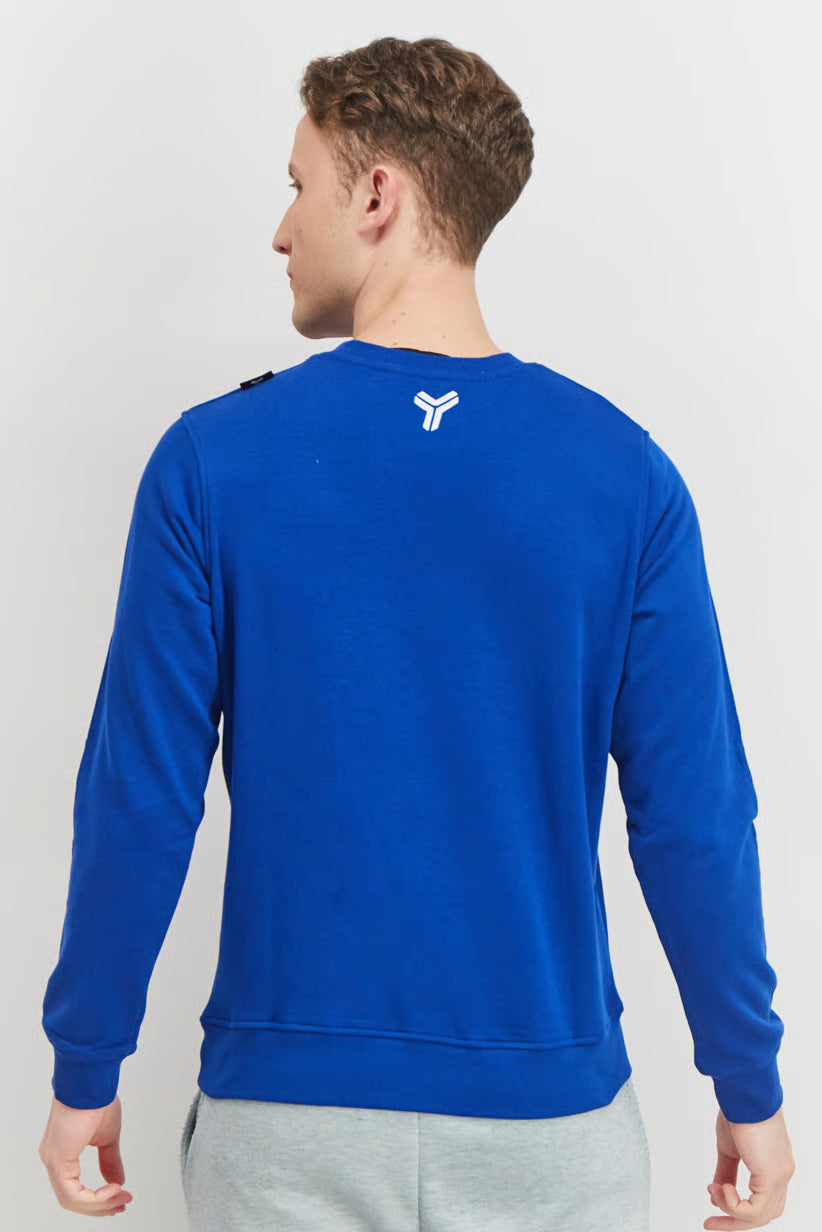 JOHN RICHMOND Sportswear Fit Crew Neck Brand Logo Long Sleeve Sweatshirt, Blue