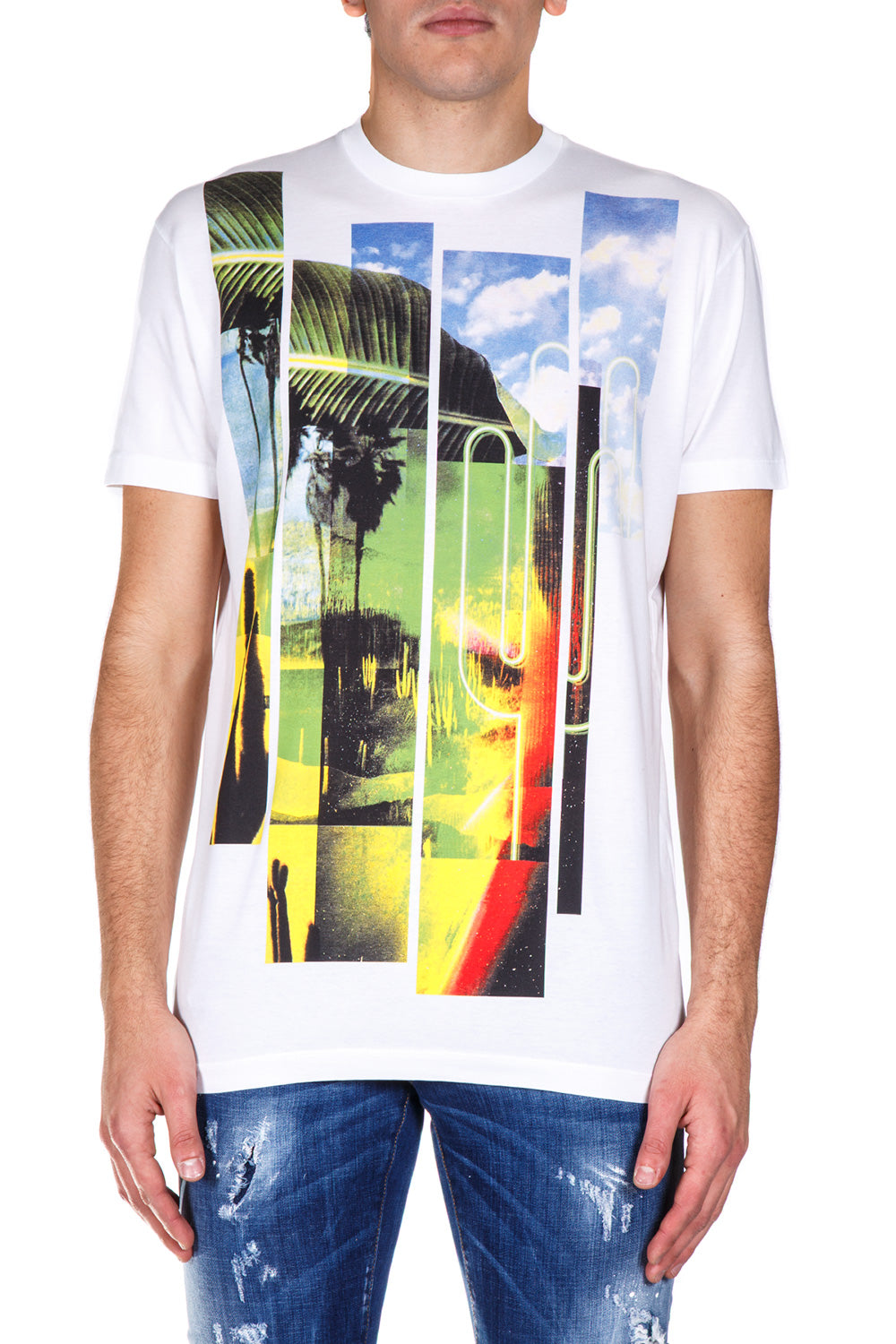 DSQUARED2 Men's White Short Sleeve Graphic T-Shirt Multi