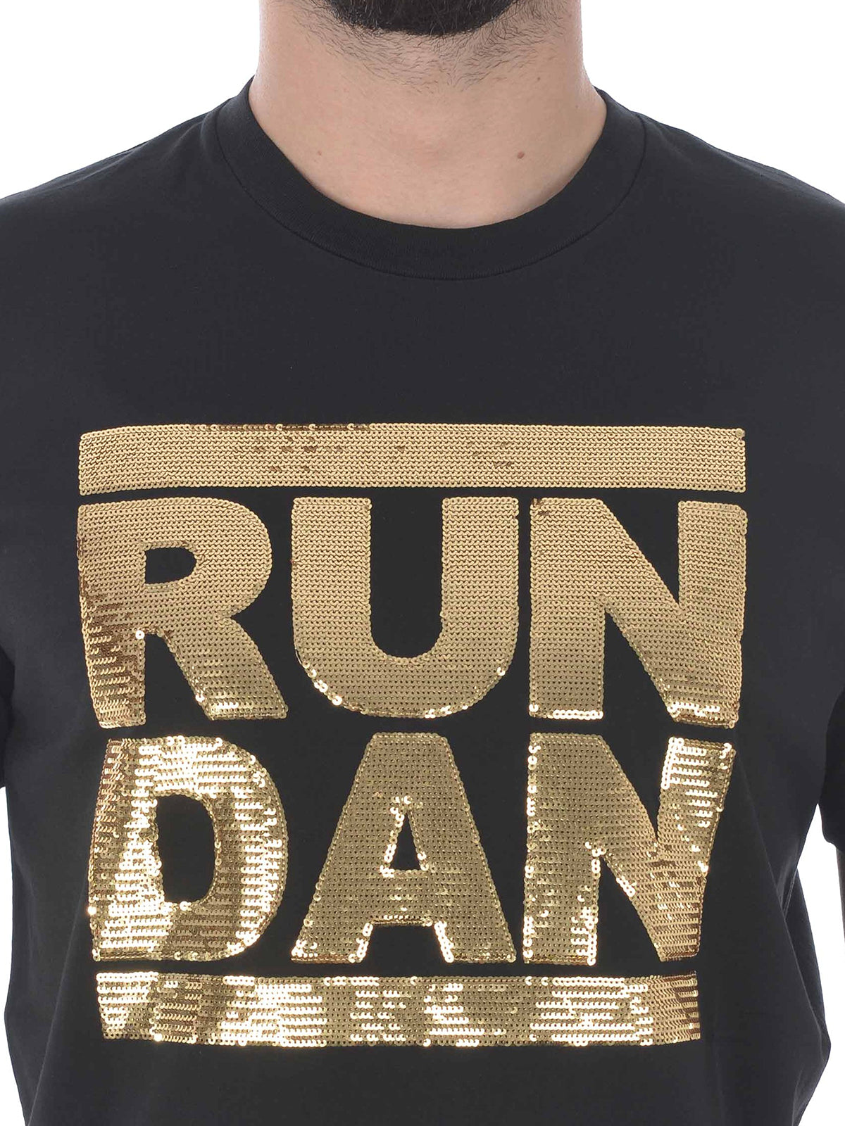 DSQUARED2 Gold-tone sequined Run Dan logo T-shirt