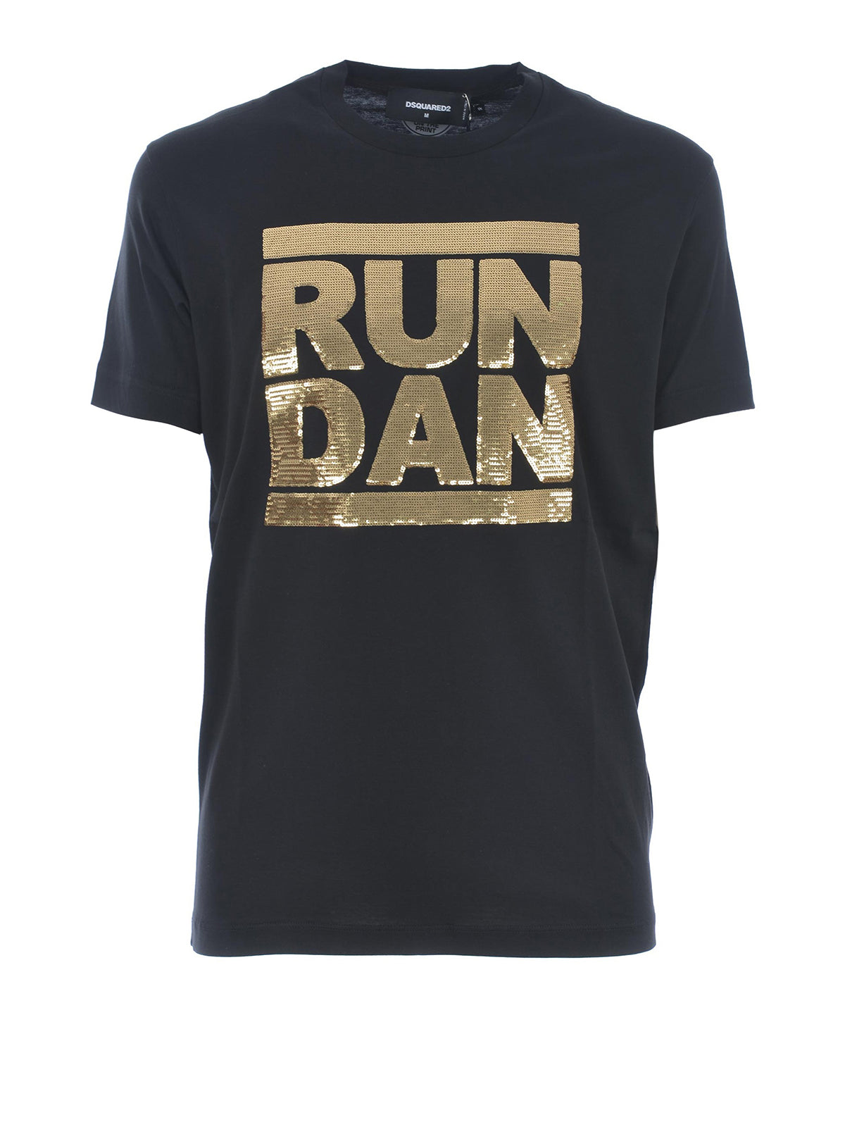 DSQUARED2 Gold-tone sequined Run Dan logo T-shirt