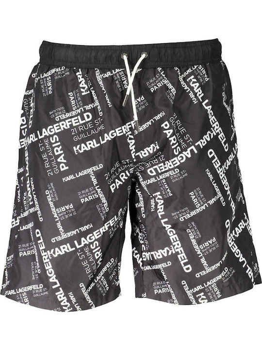 Karl LagerfeldMen's Swimwear Shorts Black with Patterns