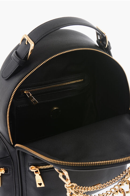 Love Moschino LOVE FAUX LEATHER BACKPACK WITH MULTIPOCKETS AND DECORAT Elementarystores