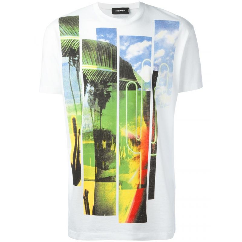 DSQUARED2 Men's White Short Sleeve Graphic T-Shirt Multi